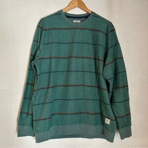 O'Neill Green and Brown Striped Crewneck Sweater